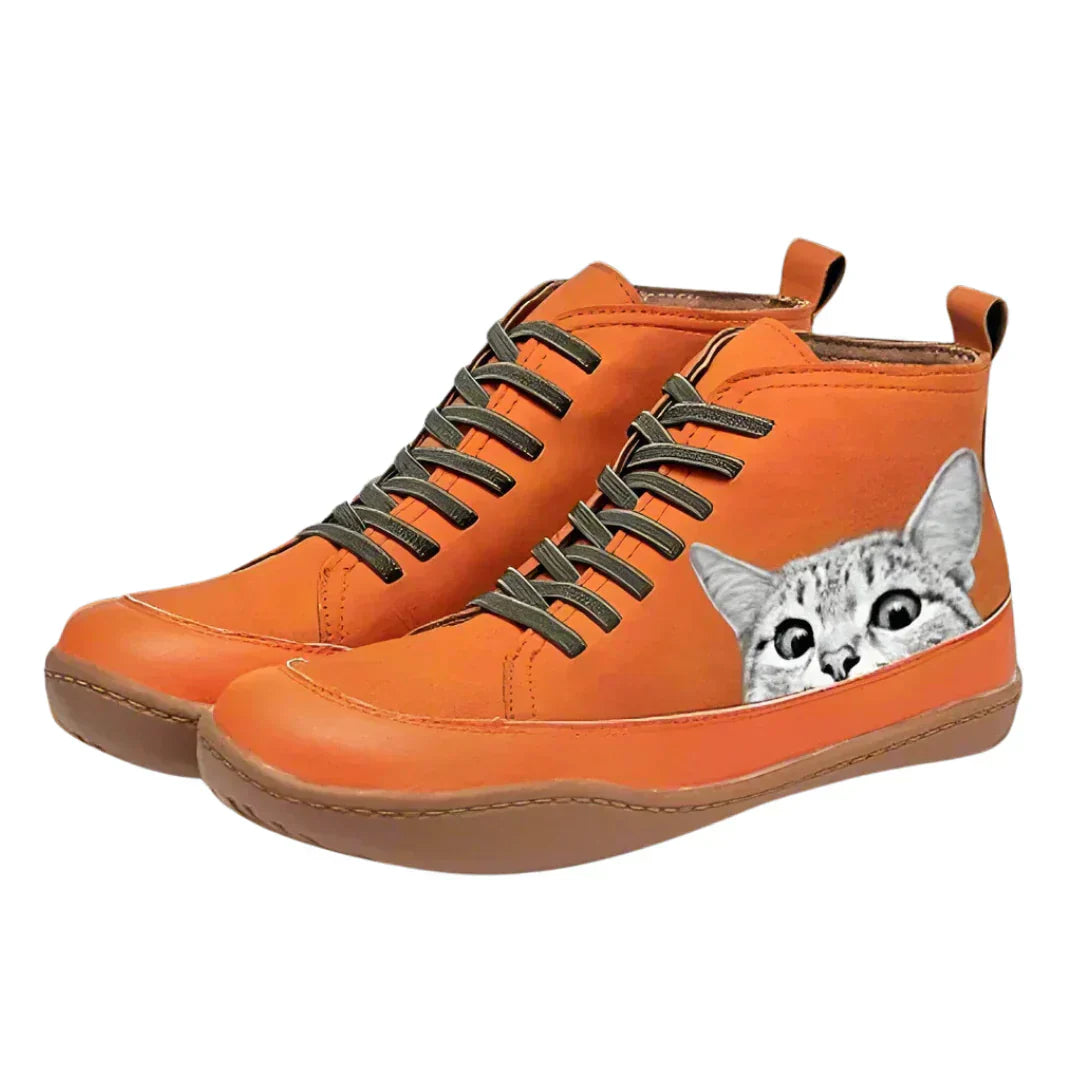 Vérène – Leder-Ankle Boots inspiriert von Katzen