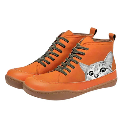 Vérène – Leder-Ankle Boots inspiriert von Katzen