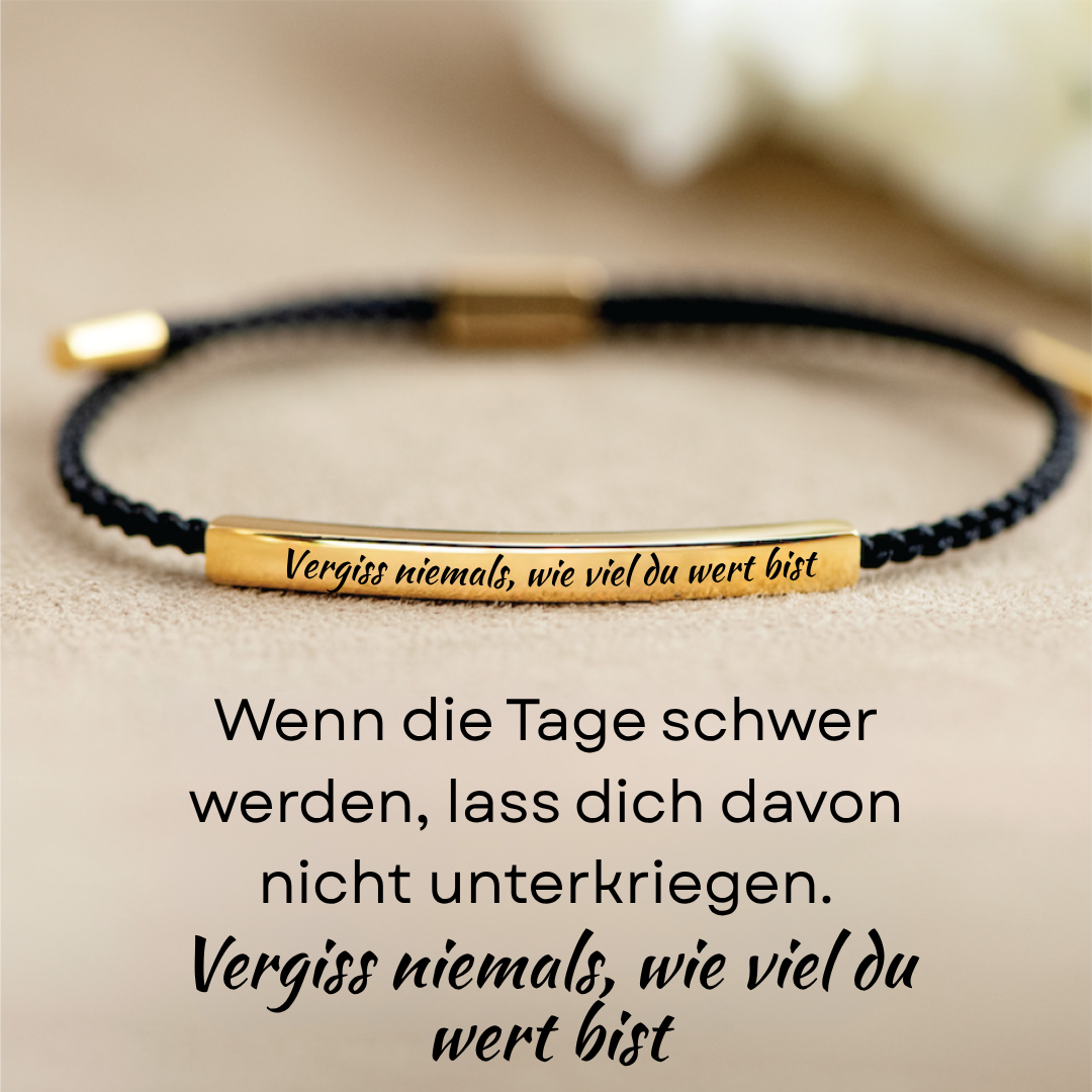 Motivationsarmband „Vergiss niemals, wie viel du wert bist“