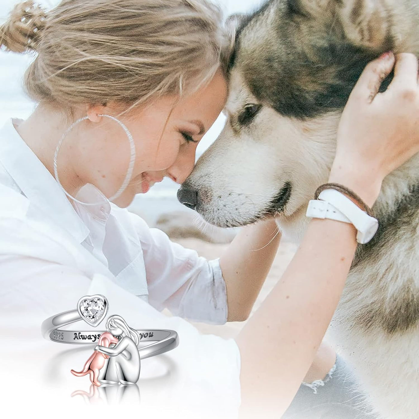 Canine Charm – Niedlicher Rosa Ring mit Hundesymbol