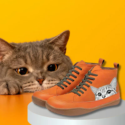 Vérène – Leder-Ankle Boots inspiriert von Katzen