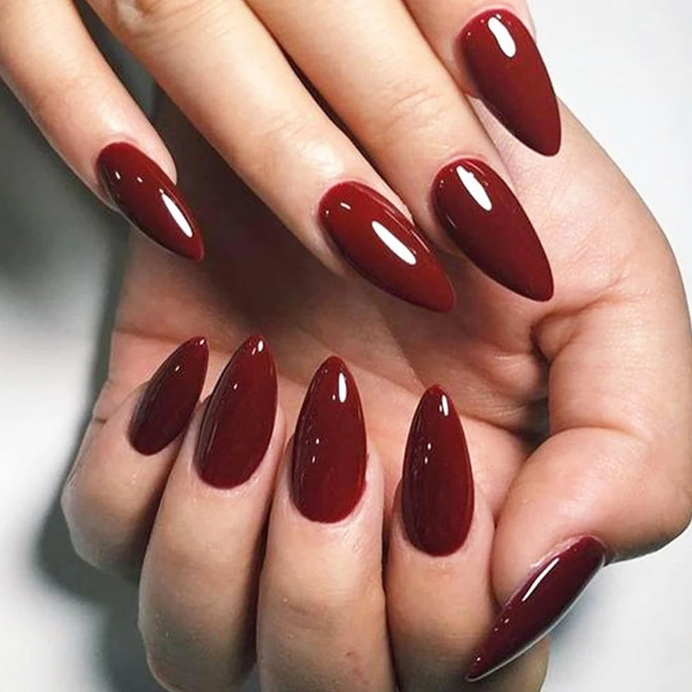 Charm – Elegant Red Almond Nails