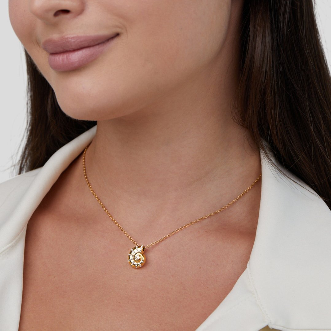 Luca Kristall Muschel Anhänger Halskette