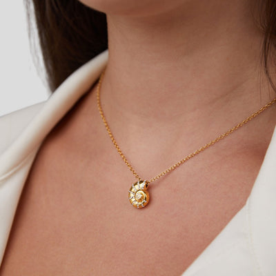 Luca Kristall Muschel Anhänger Halskette