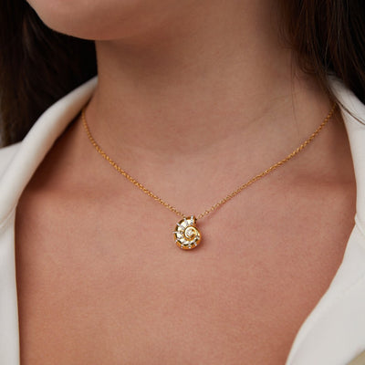 Luca Kristall Muschel Anhänger Halskette