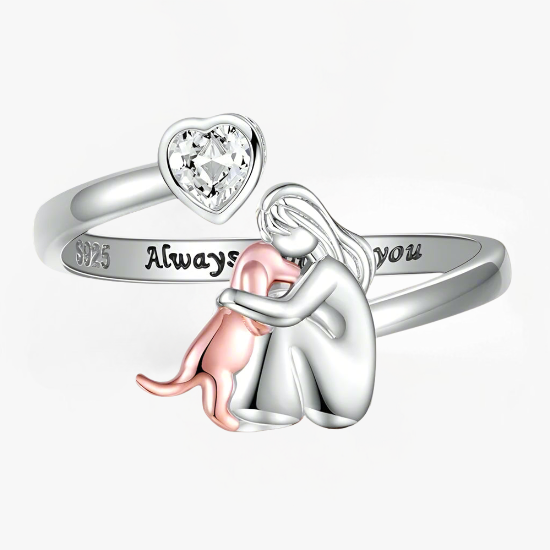 Canine Charm – Niedlicher Rosa Ring mit Hundesymbol